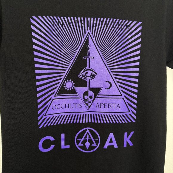 Cloak Occultis Aperta Black T-Shirt With Purple Graphic Print, S - Picture 5 of 7